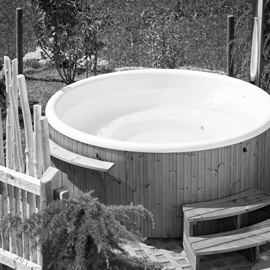 Image of a Project, included a customized hot tub and rescued wood fence.
